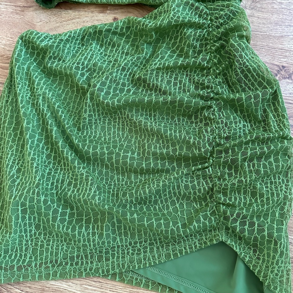 Michael Costello x REVOLVE Vivienne Mini Dress M Green Croc - Picture 11 of 16